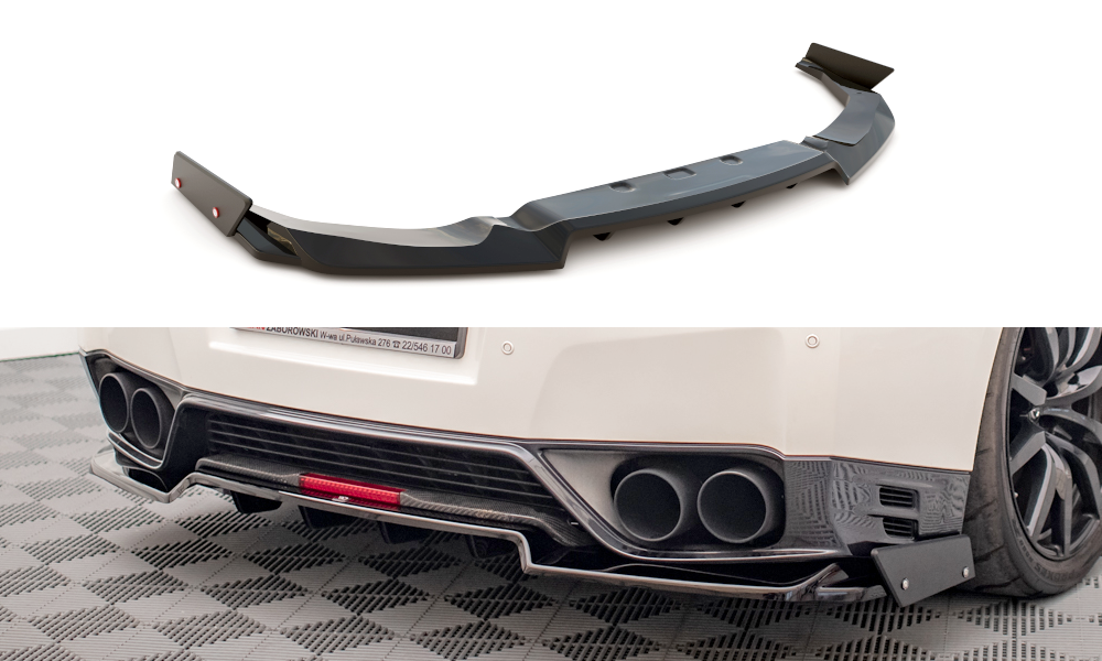 Central Rear Splitter + Flaps Nissan GTR R35 1st Facelift