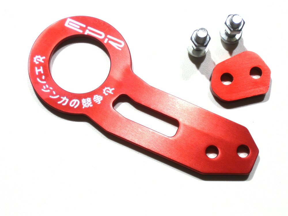 UNIVERSAL EPR ALUMINUM REAR TOW HOOK RED ANODIZED