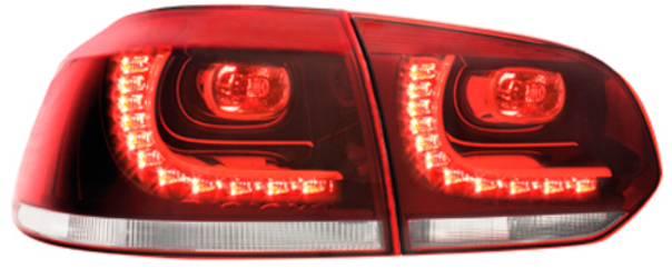 VW GOLF 6 LED TAILLIGHTS SET RED/CLEAR (R-LOOK)