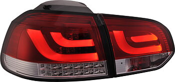 VW GOLF 6 LED TAILLIGHTS SET RED/CLEAR V2