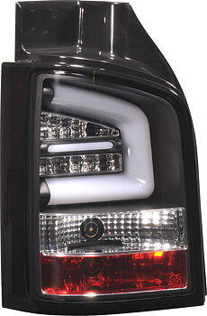 VW TRANSPORTER T5 10+ LED TAILLIGHTS SET BLACK FOR TRUNKLID