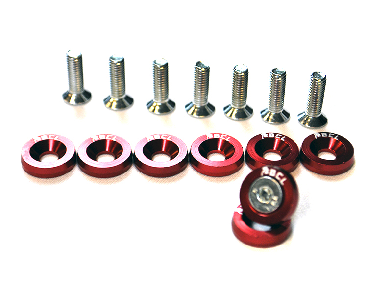 UNIVERSAL M6X18 FENDERS WASHERS BCL RED - SET OF 8