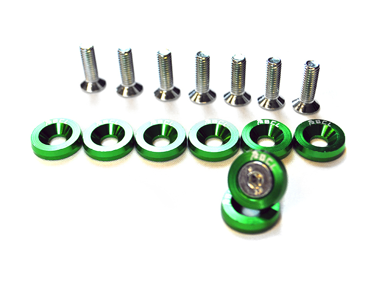 UNIVERSAL M6X18 FENDERS WASHERS BCL GREEN - SET OF 8