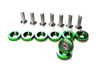 UNIVERSAL M6X18 FENDERS WASHERS BCL GREEN - SET OF 8
