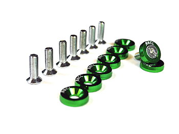 UNIVERSAL M6X18 FENDERS WASHERS BCL GREEN - SET OF 8