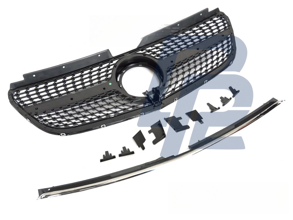Grille Diamond Silver Black for Mercedes Vito W447 2019–2023 - 3
