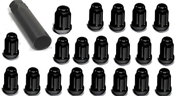 LIGHTWEIGHT WHEEL LUG NUTS BLACK SIX M12X1.25 +KEY