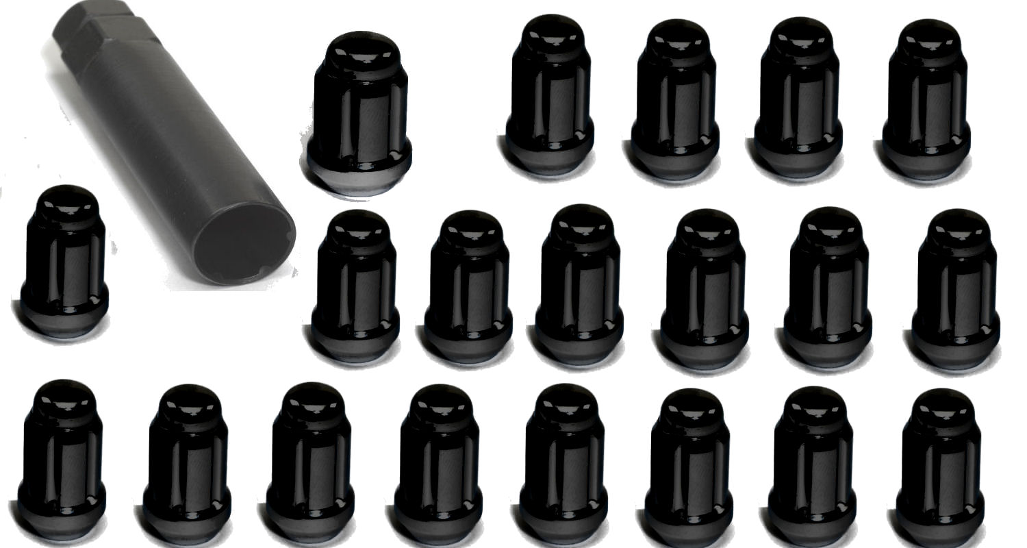 LIGHTWEIGHT WHEEL LUG NUTS BLACK SIX M12X1.50 +KEY