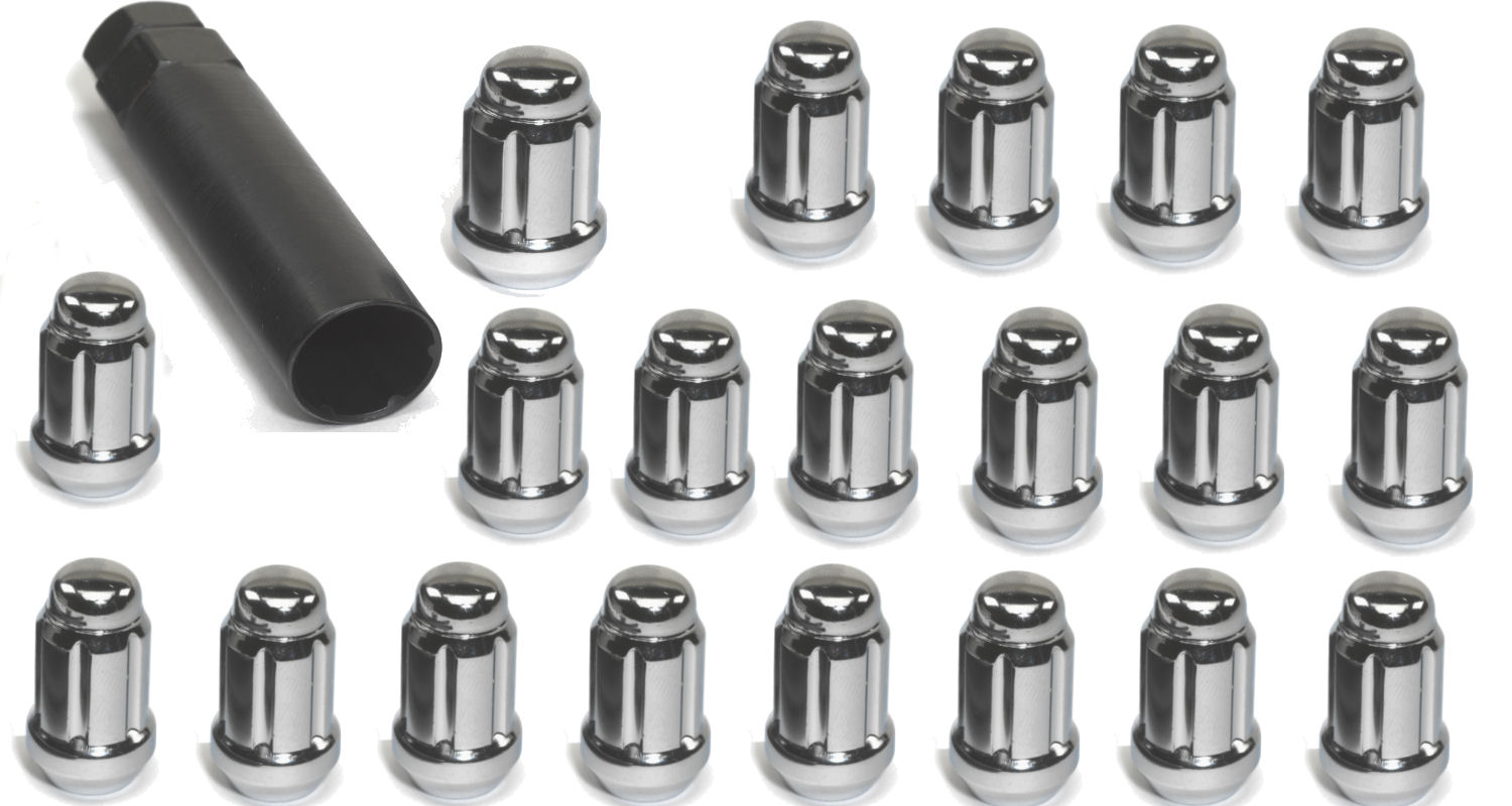 LIGHTWEIGHT WHEEL LUG NUTS CHROME SIX M12X1.25 +KEY