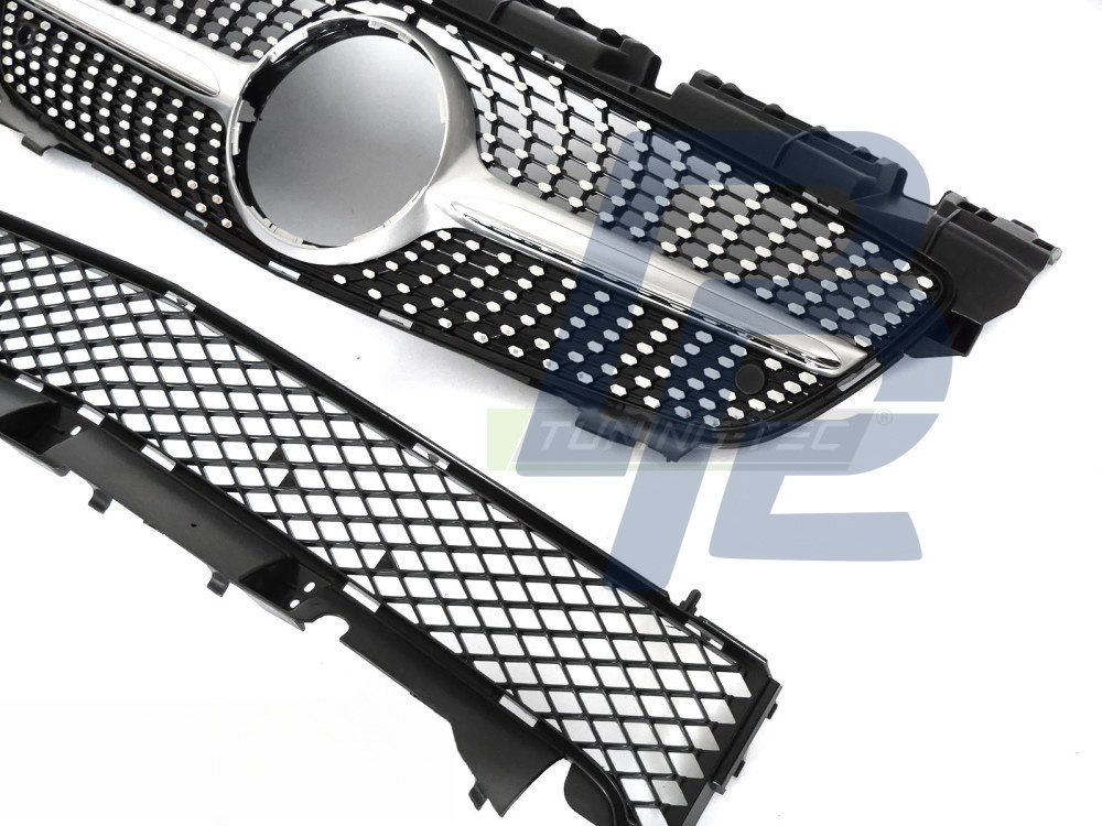 Grille Diamond Silver Chrome for Mercedes SLK R172 2011–2015 - 2