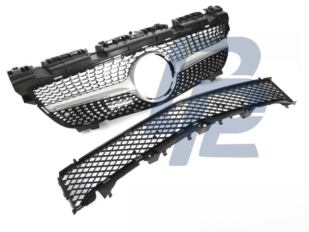 Grille Diamond Silver Chrome for Mercedes SLK R172 2011–2015 - 4