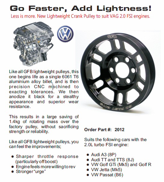 VW GOLF/PASSAT / AUDI A3/TT 2.0 FSI LIGHT CRANK PULLEY [GFB] - 2