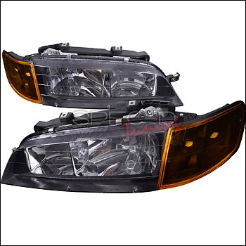 HONDA ACCORD 94-97 2D JDM HEADLIGHTS BLACK + AMBER CORNERS