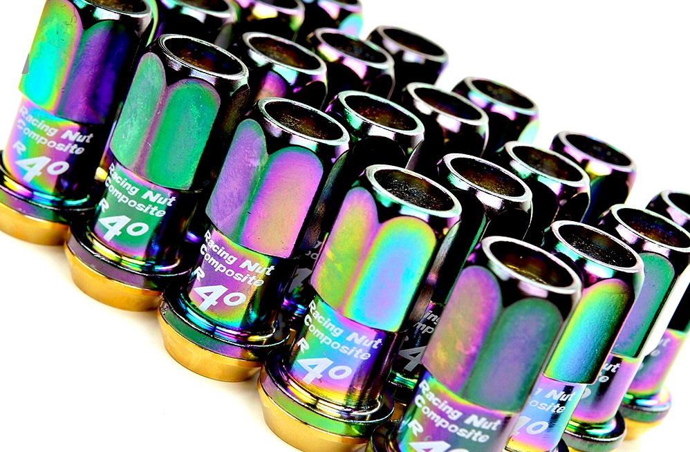20X PROJECT KICS R40 STIL ÖPPENSLUTTNING HJULMUTTRAR NEOCHROME M12X1.50 - 4