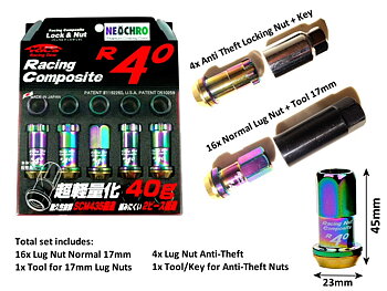 20X PROJECT KICS R40 STYLE OPEN ENDED LUG NUTS NEOCHROME M12X1.25