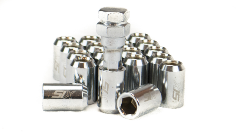 SIX PERFORMANCE STEEL LUG NUTS 32MM 12X1.50 CHROME V4 20X - 3