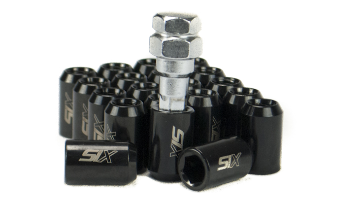 SIX PERFORMANCE STEEL LUG NUTS 32MM 12X1.50 BLACK V4 20X - 3