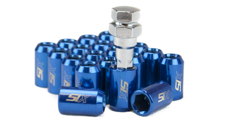 SIX PERFORMANCE STEEL LUG NUTS 32MM 12X1.50 BLUE V4 20X - 3