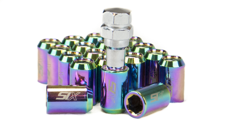 SIX PERFORMANCE STEEL LUG NUTS 32MM 12X1.50 NEOCHROME V4 20X - 3