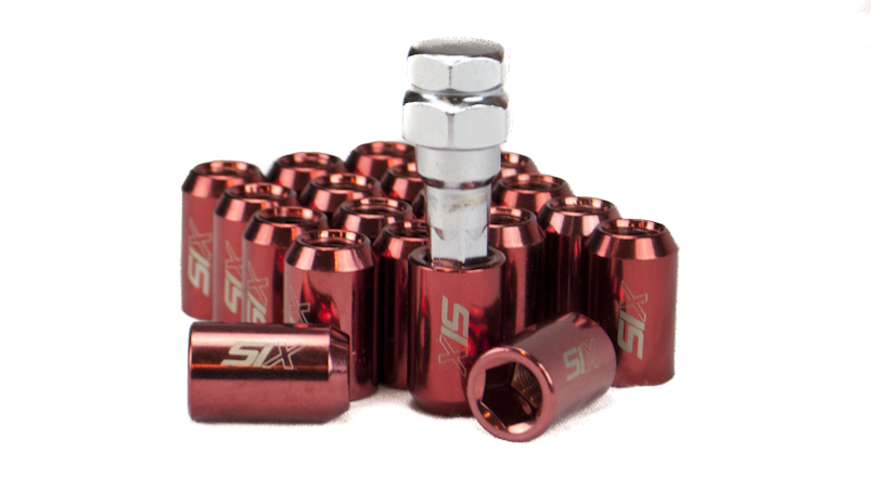 SIX PERFORMANCE STEEL LUG NUTS 32MM 12X1.25 RED V4 20X - 3