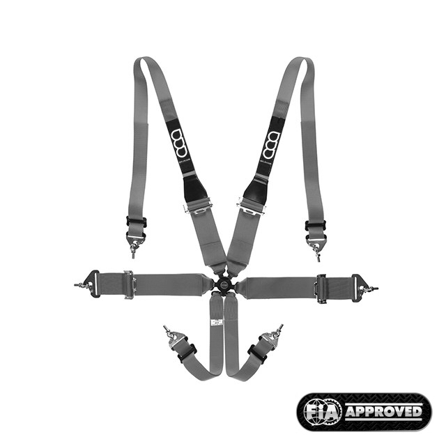 GP-RACE UNIVERSAL 6-POINT HARNESS 3/2 INCH PRO HANS GREY