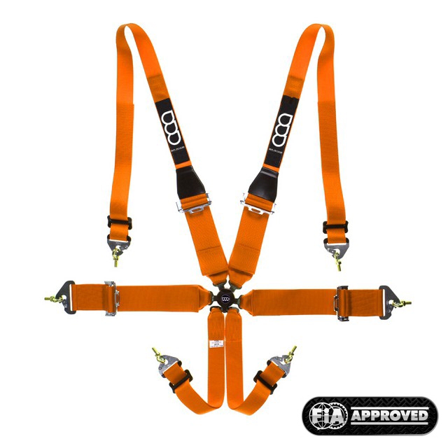 GP-RACE UNIVERSAL 6-POINT HARNESS 3/2 INCH PRO HANS ORANGE