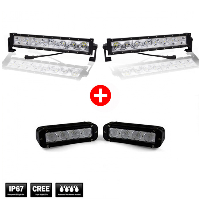PACK OF 2 RRS 8 LED HEADLIGHT STRIPS + 2 ADDITIONAL 4 LED CORNERING LIGHTS