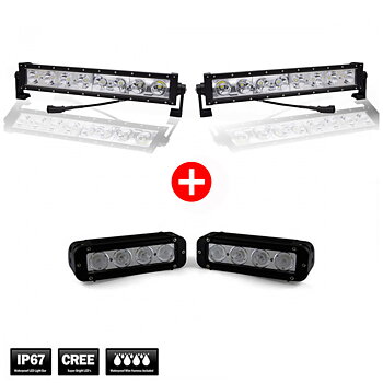 PACK OF 2 RRS 8 LED HEADLIGHT STRIPS + 2 ADDITIONAL 4 LED CORNERING LIGHTS