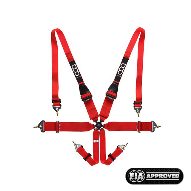 GP-RACE UNIVERSAL 6-POINT HARNESS 3/2 INCH LIGHT HANS RED