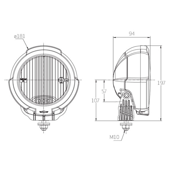 ADJUSTABLE 181MM HEAD LIGHT