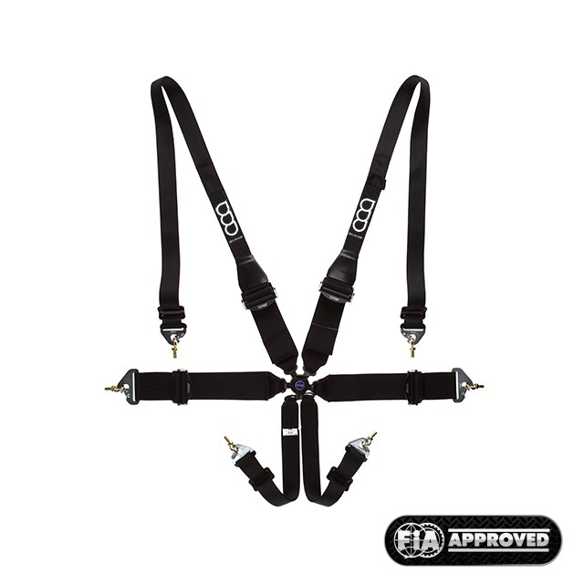 GP-RACE UNI 6-POINT HARNESS 3/2 INCH ULTRALIGHT HANS BLACK