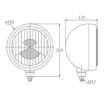 CHROME-PLATED LONG-RANGE HEADLIGHT H3 DIAM 181MM