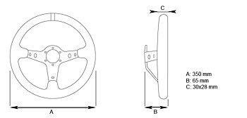 GP-RACE STEERING WHEEL S2000 CARBONLOOK 350MM / 65MM