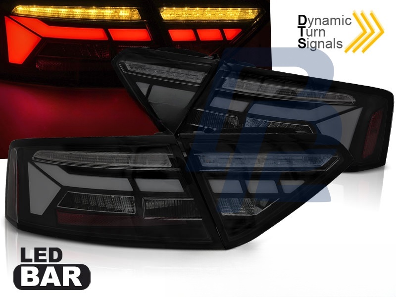 LED Bar Tail Lights Black/Smoked Sequential for Audi A5 2011–2016 - 5