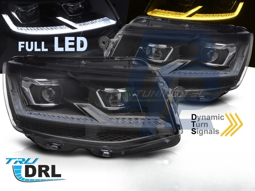 Headlights Full LED Black/Chrome Sequential DRL for VW T6 2015–2019 - 4