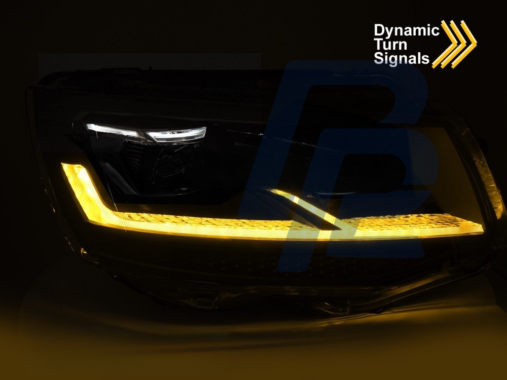 Headlights Full LED Black/Chrome Sequential DRL for VW T6 2015–2019 - 3