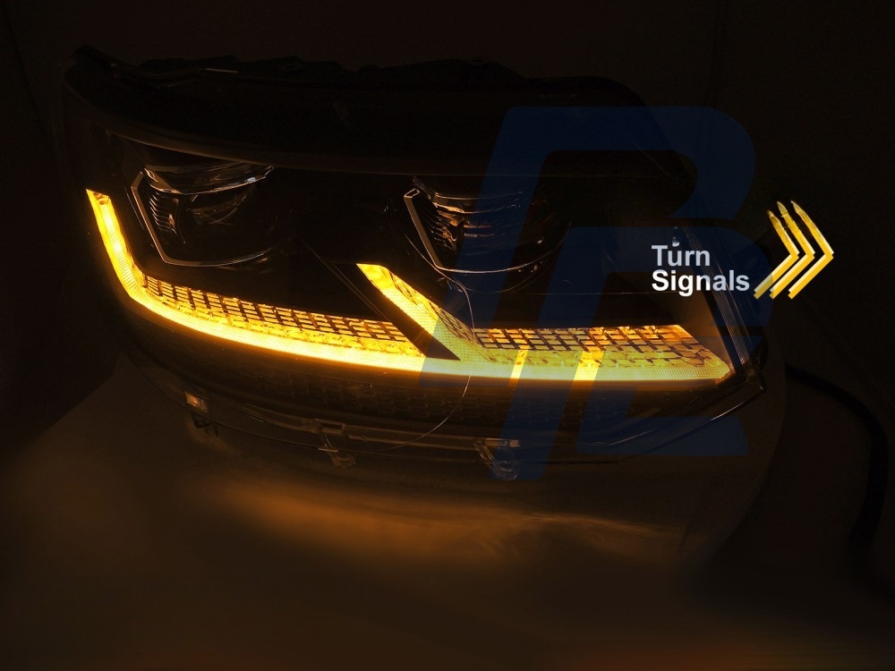 Headlights Full LED Black/Chrome Sequential DRL for VW T5.1 2010–2015 - 2