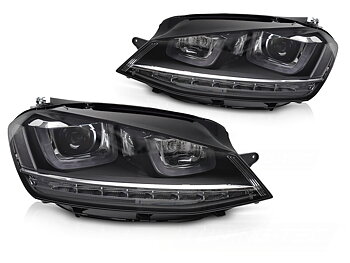 STRÅLKASTARE SILVER SEKVENTIELL LED DRL TILL VW GOLF VII 2013-2017