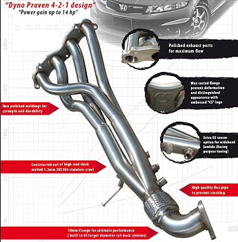 HONDA CIVIC 06+ FN2 TYPE-R STAINLESS 4-2-1 RACE HEADER