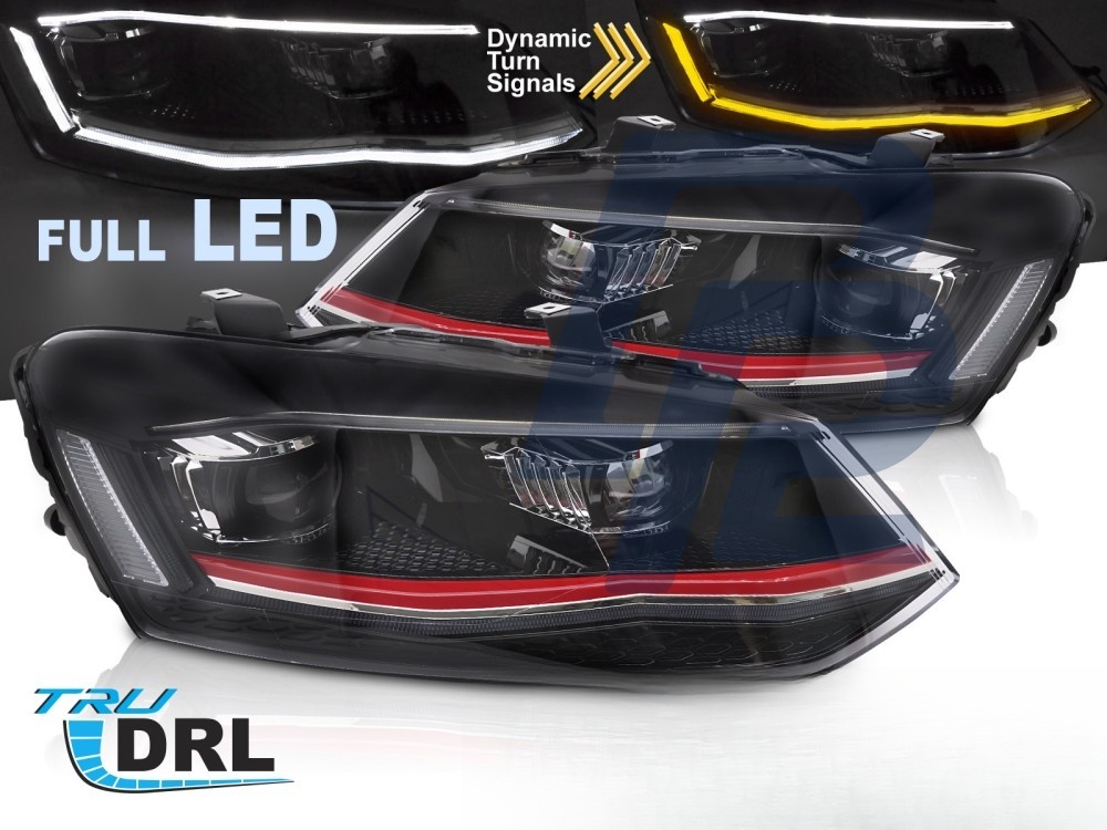 Headlights Full LED Red DRL Sequential for VW Polo 6R 2009–2017 - 5