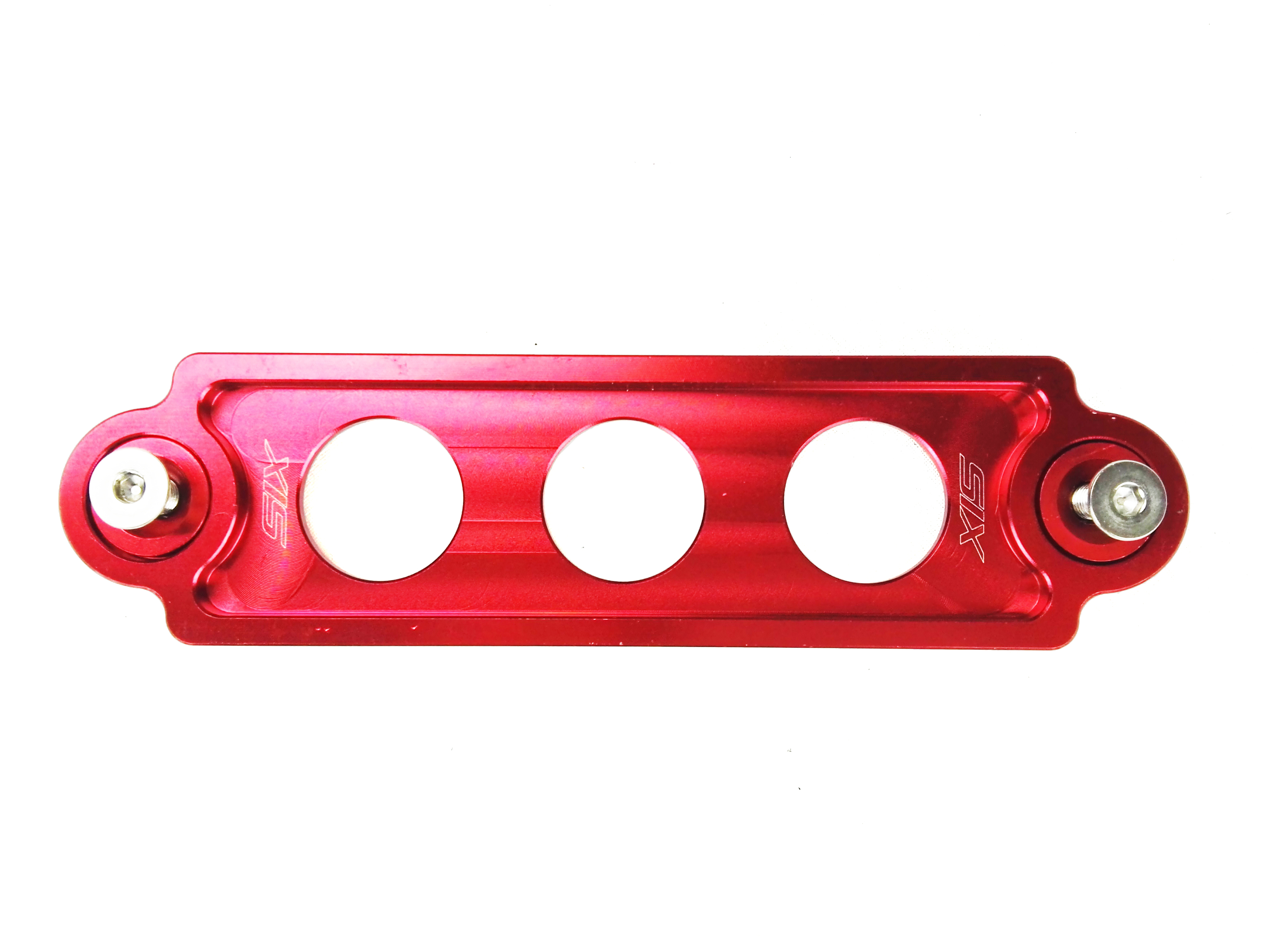 UNIVERSAL BILLET BATTERY TIE DOWN SHORT 17CM RED [SIX]