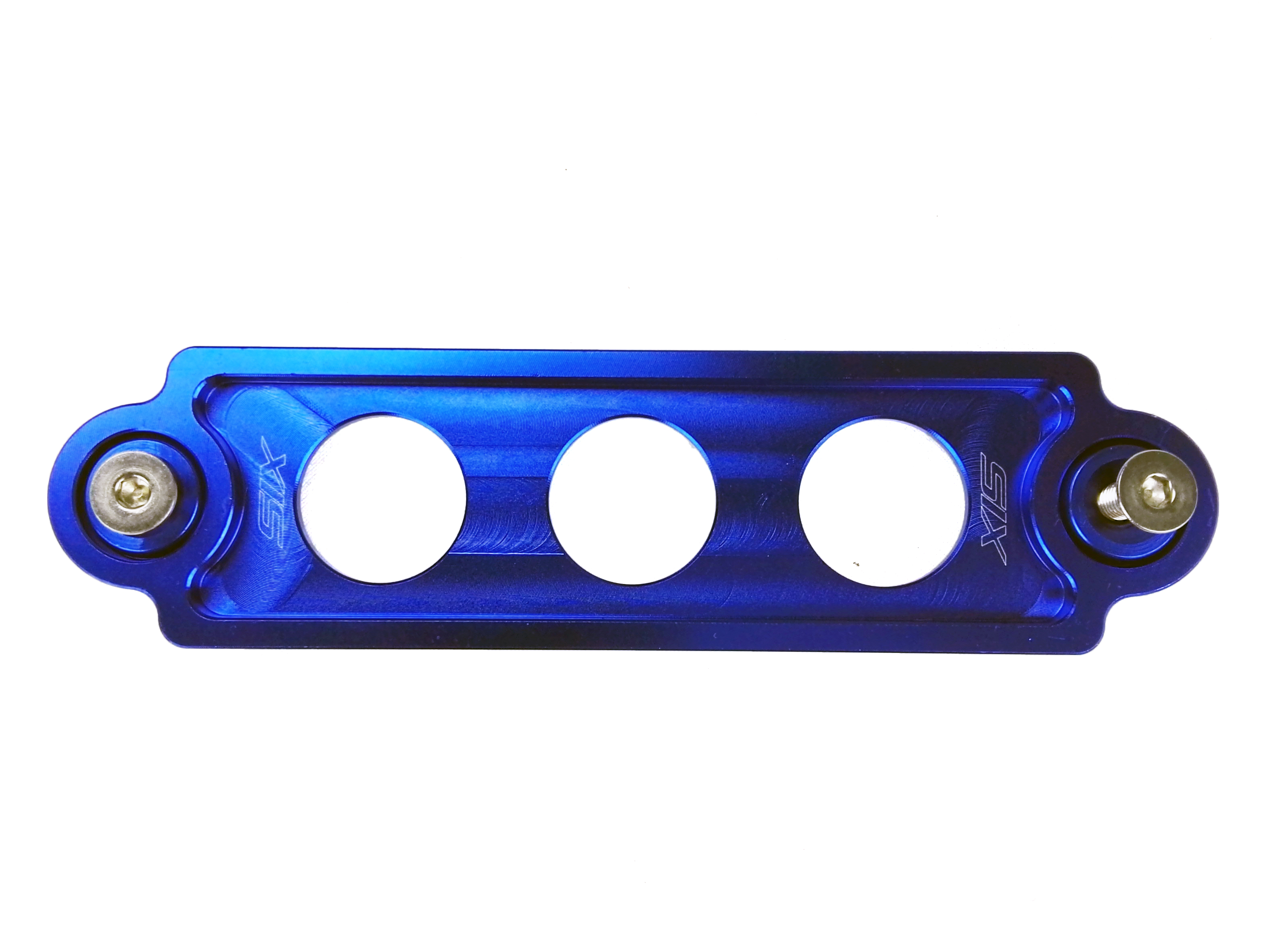 UNIVERSAL BILLET BATTERY TIE DOWN SHORT 17CM BLUE [SIX]