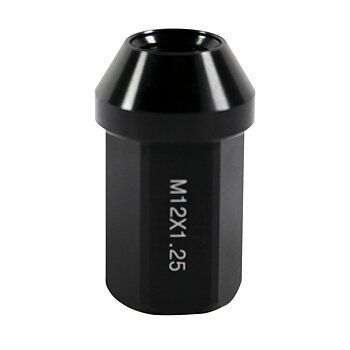 BLACK ALUMINIUM CONE NUT NOT UNCORKED 60° T19MM 12 X 125 LONG TAPPING 30MM