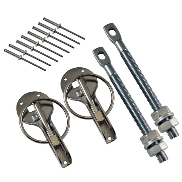DAKAR ALUMINIUM SILVER HOOD FASTENERS (1X PAIR)