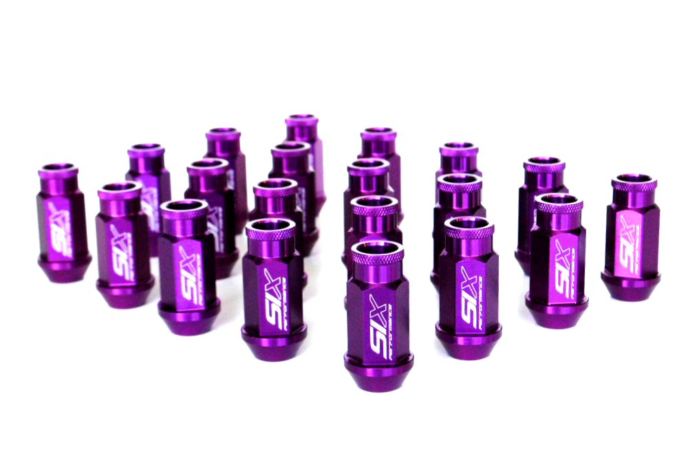 SIX LIGHTWEIGHT ALU 7075 LUG NUTS 50MM 12X1.25 PURPLE V2 20X - 2