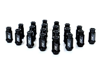 SIX LIGHTWEIGHT ALU 7075 LUG NUTS 50MM 12X1.25 BLACK V2 20X