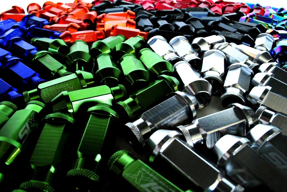 SIX LIGHTWEIGHT ALU 7075 LUG NUTS 50MM 12X1.50 RED V2 20X - 3