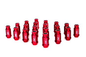 SIX LIGHTWEIGHT ALU 7075 LUG NUTS 50MM 12X1.25 RED V2 20X
