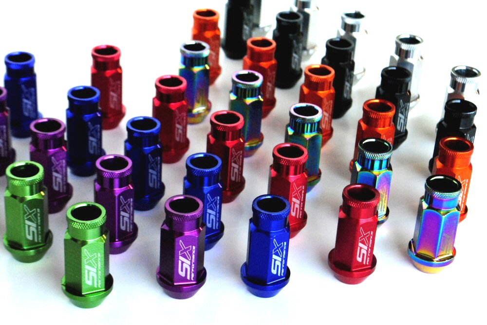SIX LIGHTWEIGHT ALU 7075 LUG NUTS 50MM 12X1.50 GREEN V2 20X - 7