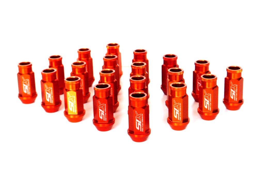 SIX LIGHTWEIGHT ALU 7075 LUG NUTS 50MM 12X1.50 ORANGE V2 20X - 2